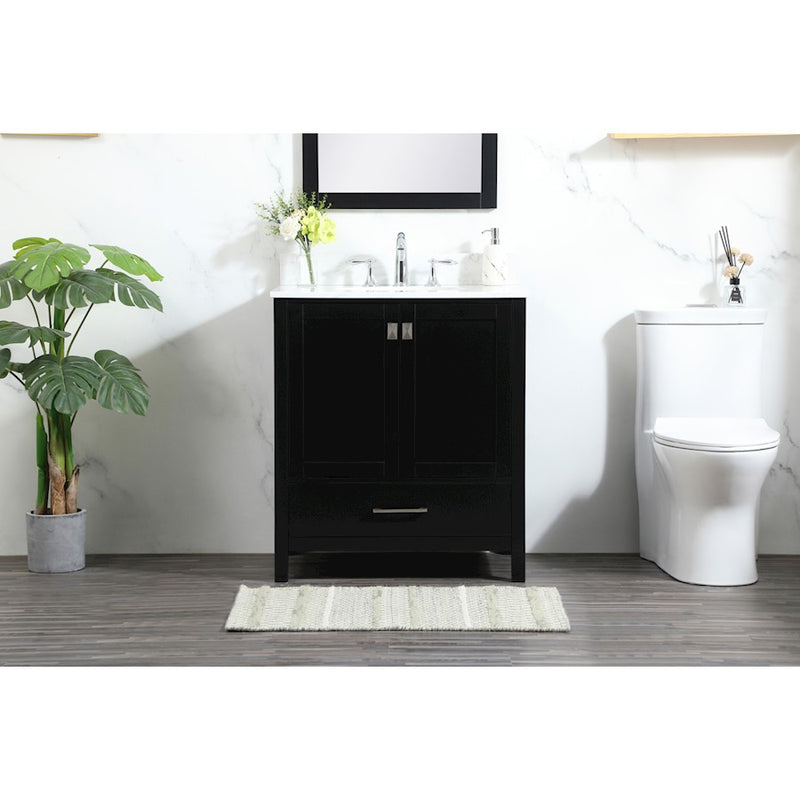 Elegant Irene 30" Single Bathroom Vanity, Black/Backsplash
