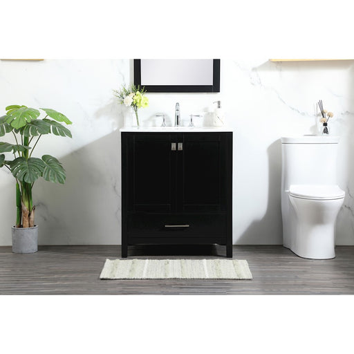 Elegant Irene 30" Single Bathroom Vanity, Black/Backsplash