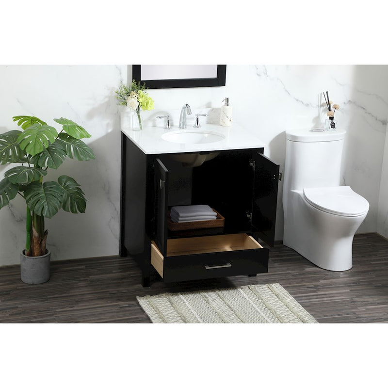 Elegant Irene 30" Single Bathroom Vanity, Black/Backsplash