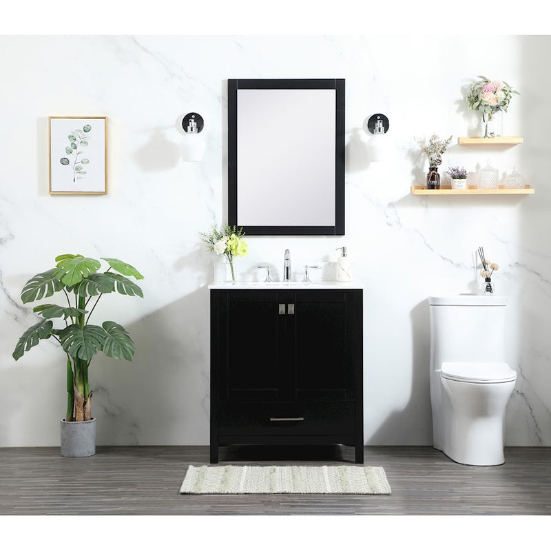 Elegant Irene 30" Single Bathroom Vanity, Black/Backsplash