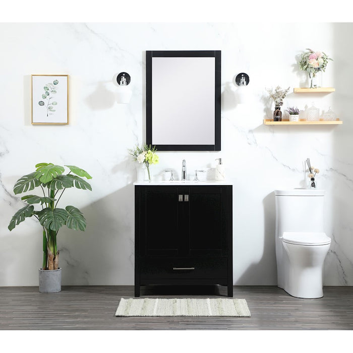 Elegant Irene 30" Single Bathroom Vanity, Black/Backsplash