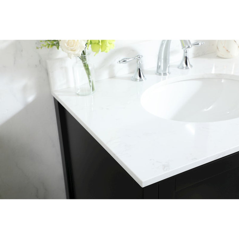 Elegant Irene 30" Single Bathroom Vanity, Black/Backsplash