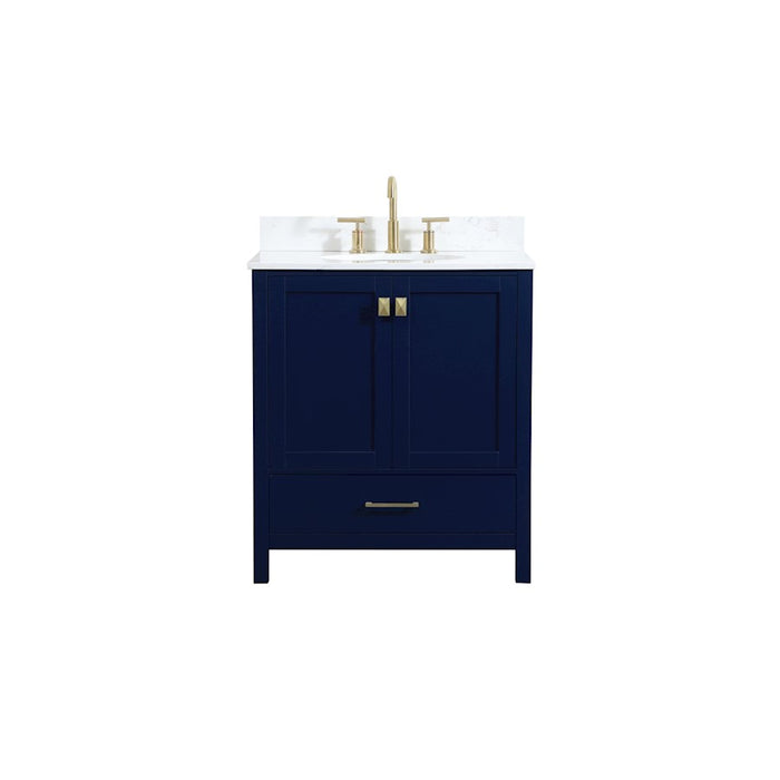 Elegant Irene 30" Single Bathroom Vanity, Blue/Backsplash - VF18830BL-BS