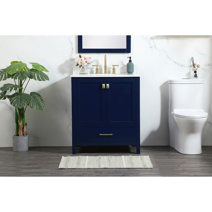 Elegant Irene 30" Single Bathroom Vanity, Blue/Backsplash