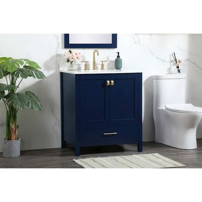 Elegant Irene 30" Single Bathroom Vanity, Blue/Backsplash