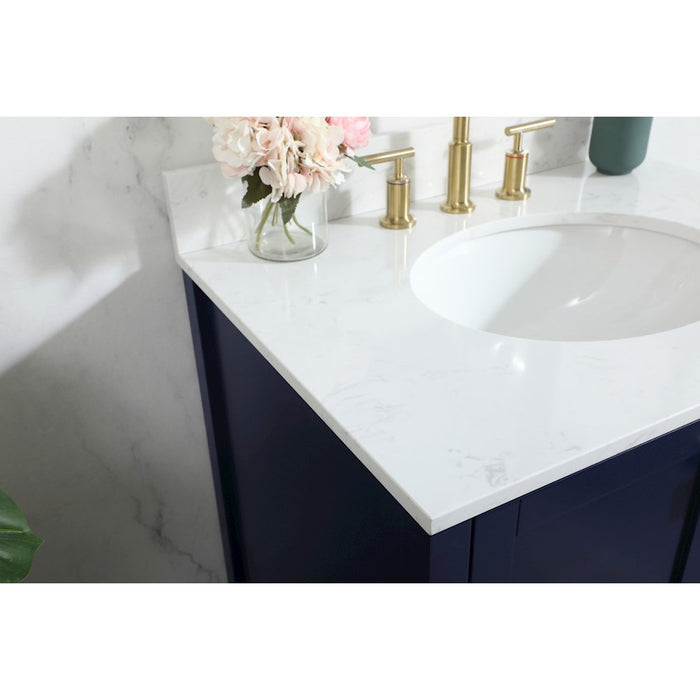 Elegant Irene 30" Single Bathroom Vanity, Blue/Backsplash