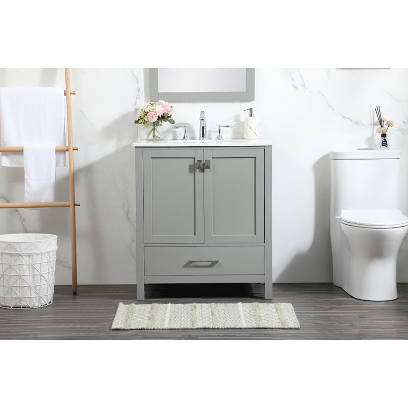 Elegant Irene 30" Single Bathroom Vanity, Grey/Backsplash