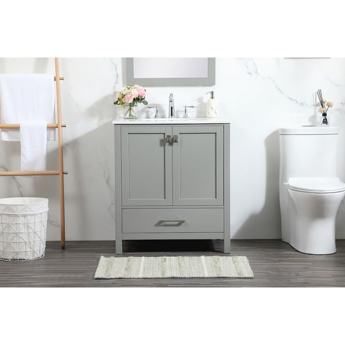 Elegant Irene 30" Single Bathroom Vanity, Grey/Backsplash