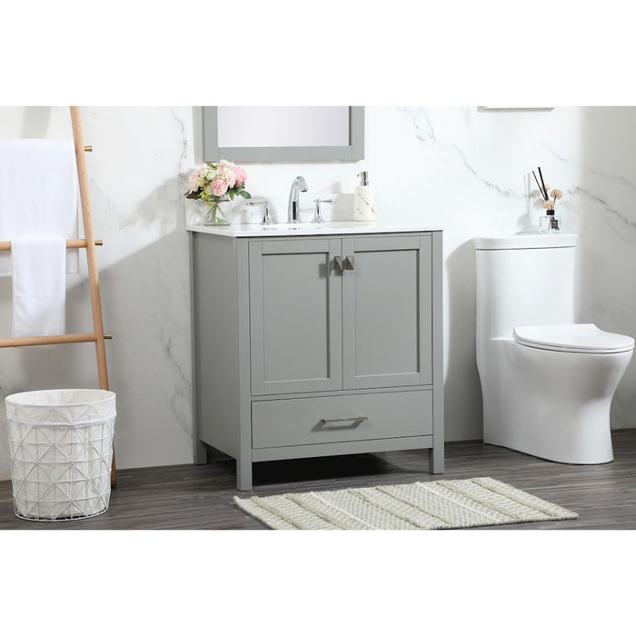 Elegant Irene 30" Single Bathroom Vanity, Grey/Backsplash