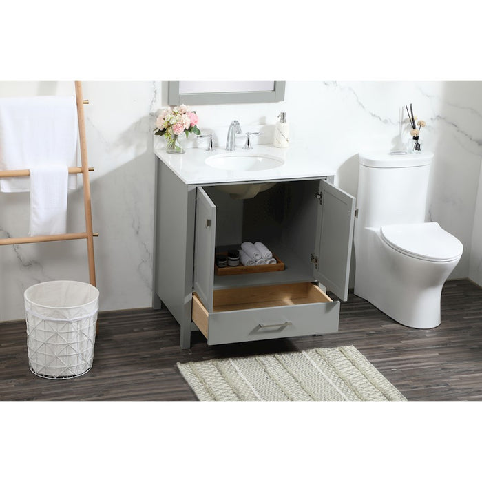 Elegant Irene 30" Single Bathroom Vanity, Grey/Backsplash