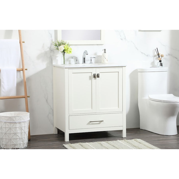 Elegant Irene 30" Single Bathroom Vanity, White/Backsplash