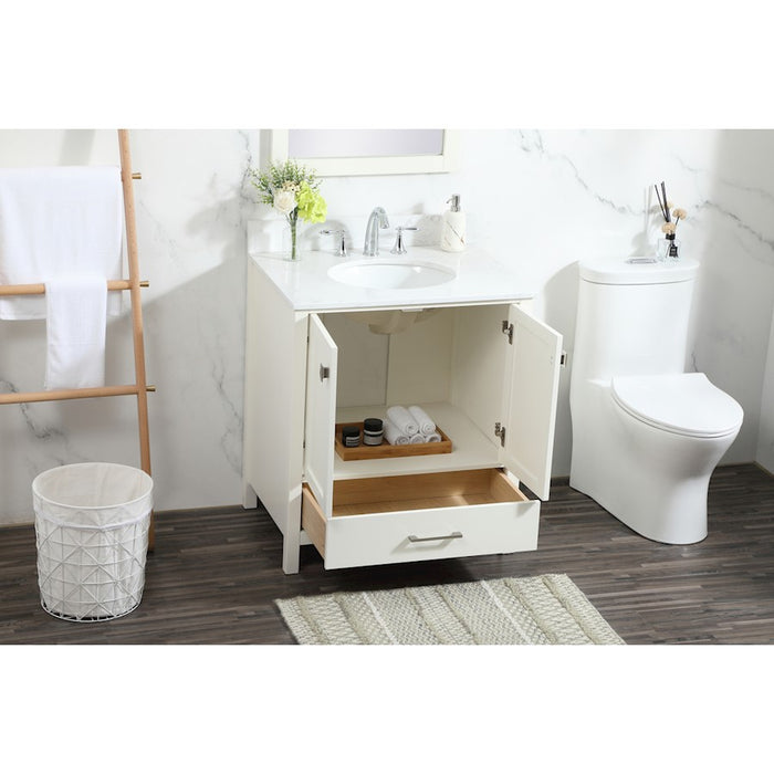 Elegant Irene 30" Single Bathroom Vanity, White/Backsplash