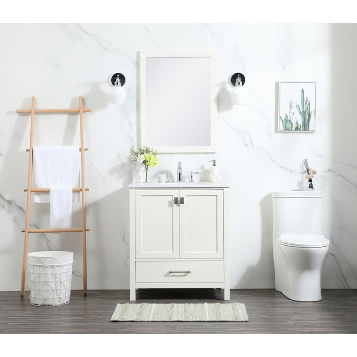 Elegant Irene 30" Single Bathroom Vanity, White/Backsplash
