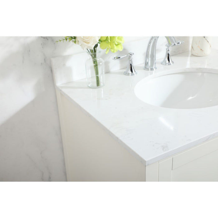 Elegant Irene 30" Single Bathroom Vanity, White/Backsplash