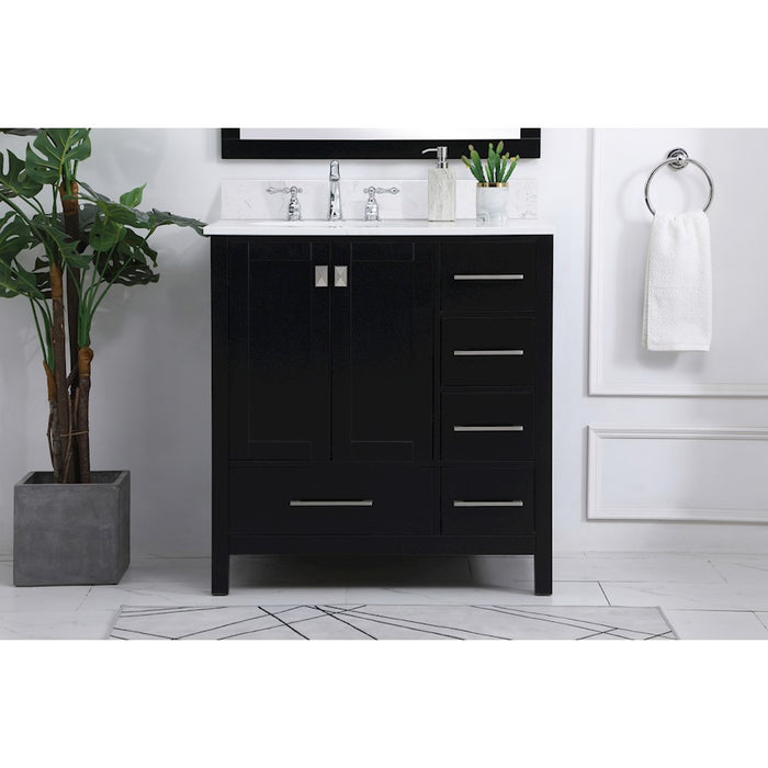 Elegant Irene 32" Single Bathroom Vanity, Black/Backsplash