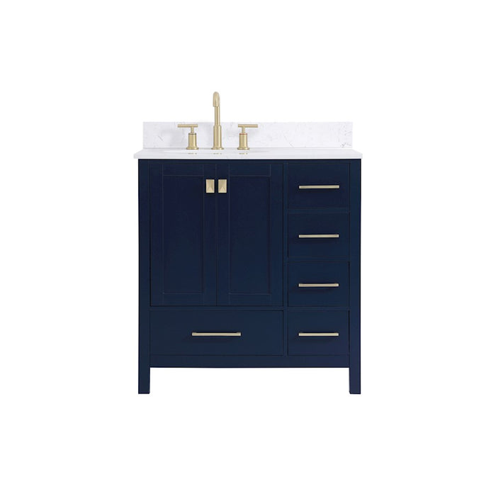 Elegant Irene 32" Single Bathroom Vanity, Blue/Backsplash - VF18832BL-BS