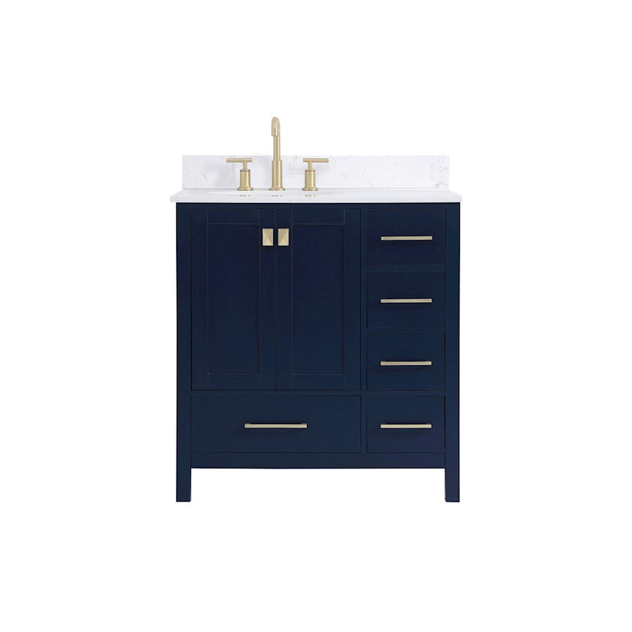 Elegant Irene 32" Single Bathroom Vanity, Blue/Backsplash - VF18832BL-BS