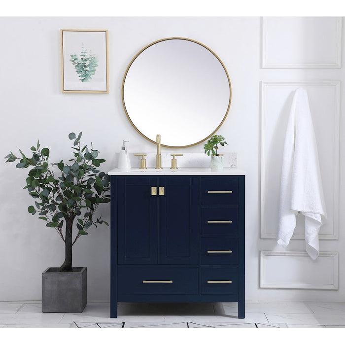 Elegant Irene 32" Single Bathroom Vanity, Blue/Backsplash