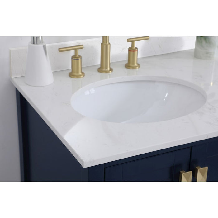 Elegant Irene 32" Single Bathroom Vanity, Blue/Backsplash
