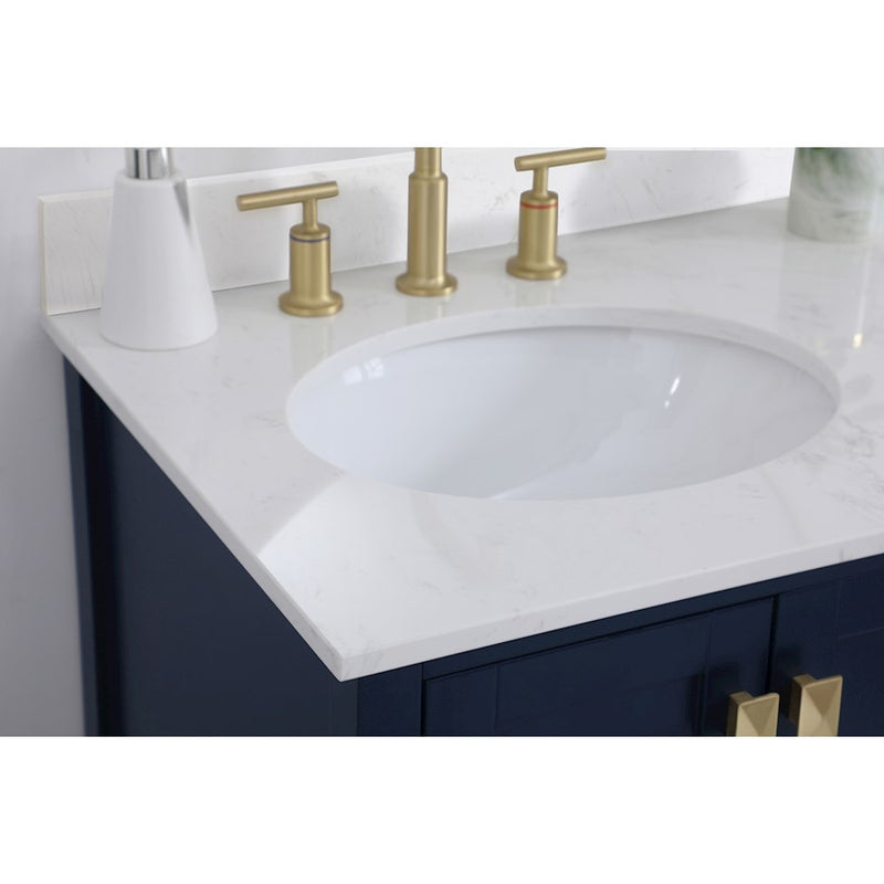 Elegant Irene 32" Single Bathroom Vanity, Blue/Backsplash