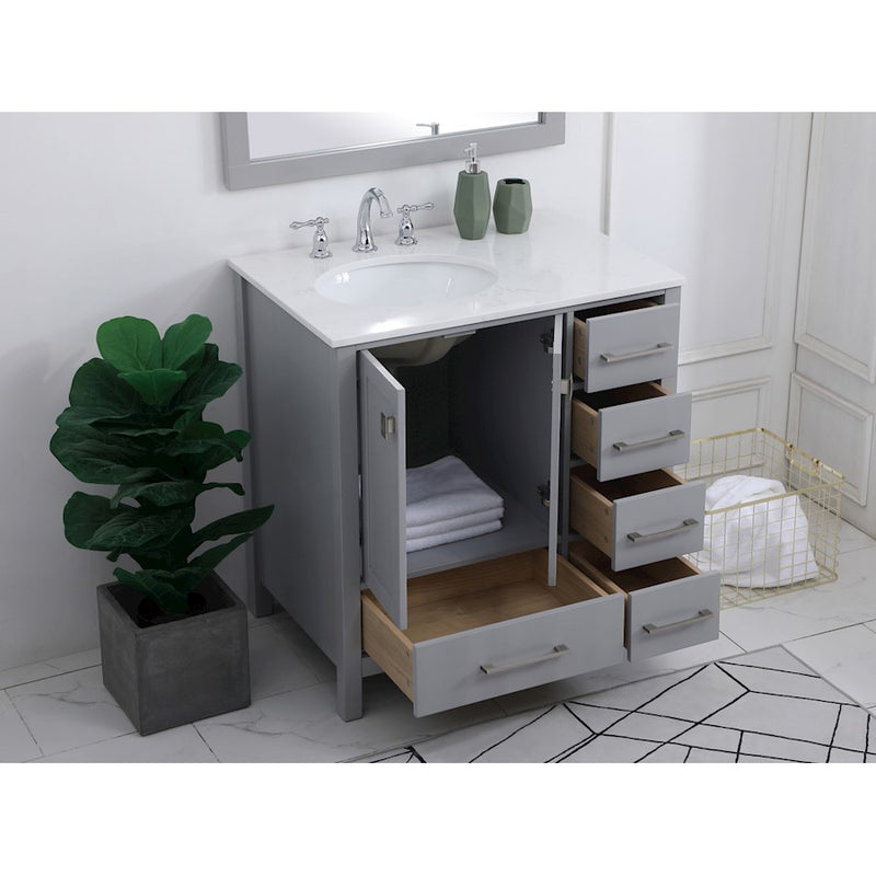 Elegant Kitchen/Bath Irene 32" Single Bathroom Vanity, Gray