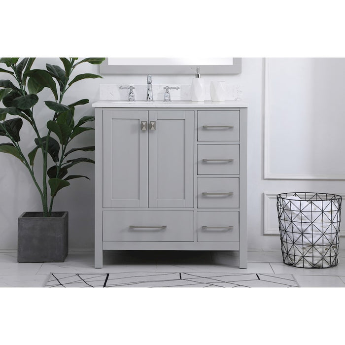 Elegant Irene 32" Single Bathroom Vanity, Gray/Backsplash