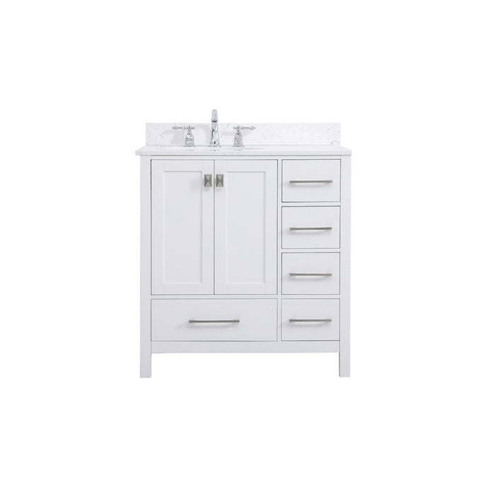 Elegant Irene 32" Single Bathroom Vanity, White/Backsplash - VF18832WH-BS