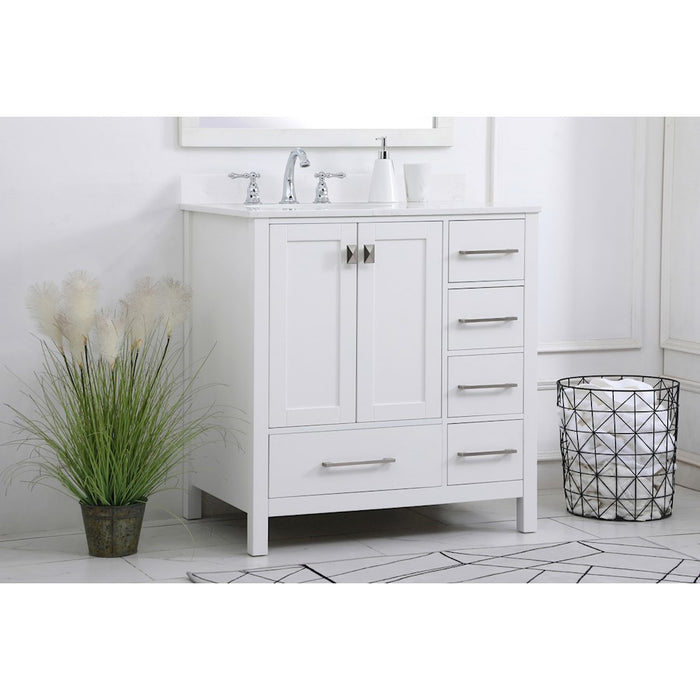 Elegant Irene 32" Single Bathroom Vanity, White/Backsplash