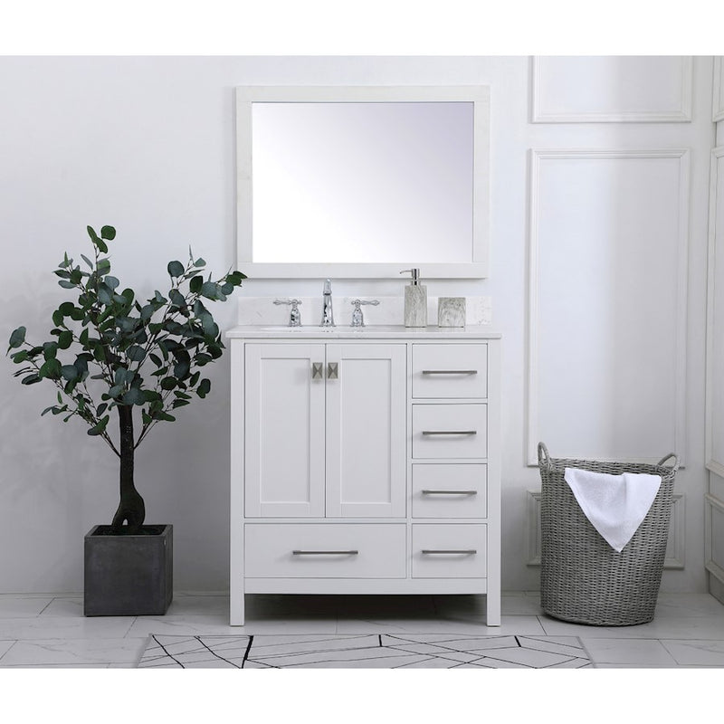 Elegant Irene 32" Single Bathroom Vanity, White/Backsplash