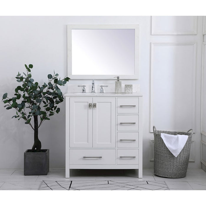 Elegant Irene 32" Single Bathroom Vanity, White/Backsplash