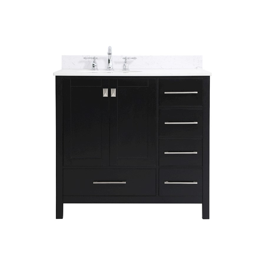 Elegant Irene 36" Single Bathroom Vanity, Black/Backsplash - VF18836BK-BS