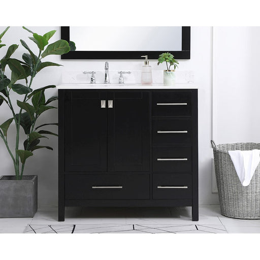 Elegant Irene 36" Single Bathroom Vanity, Black/Backsplash