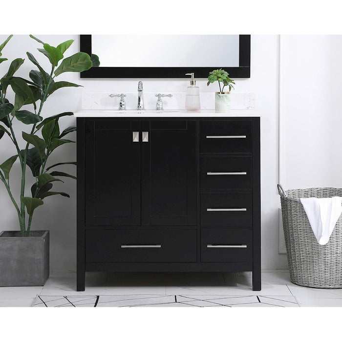 Elegant Irene 36" Single Bathroom Vanity, Black/Backsplash
