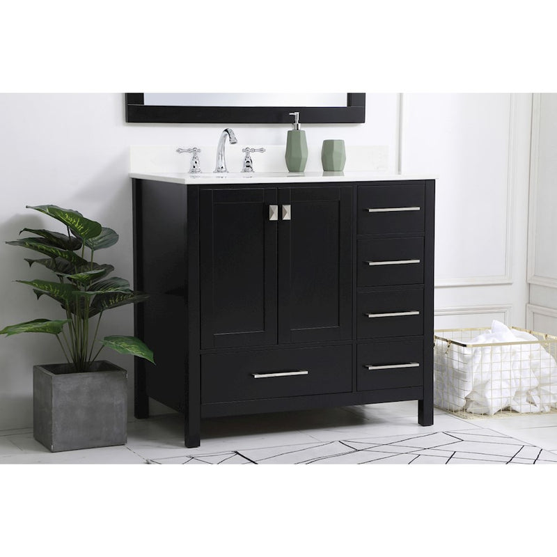 Elegant Irene 36" Single Bathroom Vanity, Black/Backsplash