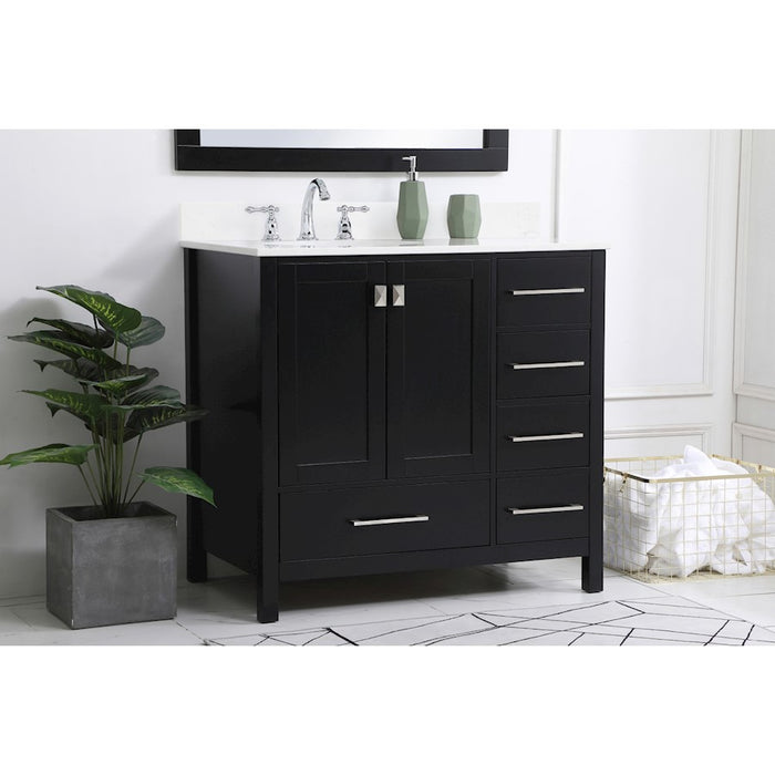 Elegant Irene 36" Single Bathroom Vanity, Black/Backsplash