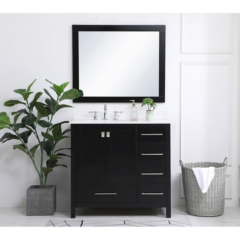 Elegant Irene 36" Single Bathroom Vanity, Black/Backsplash