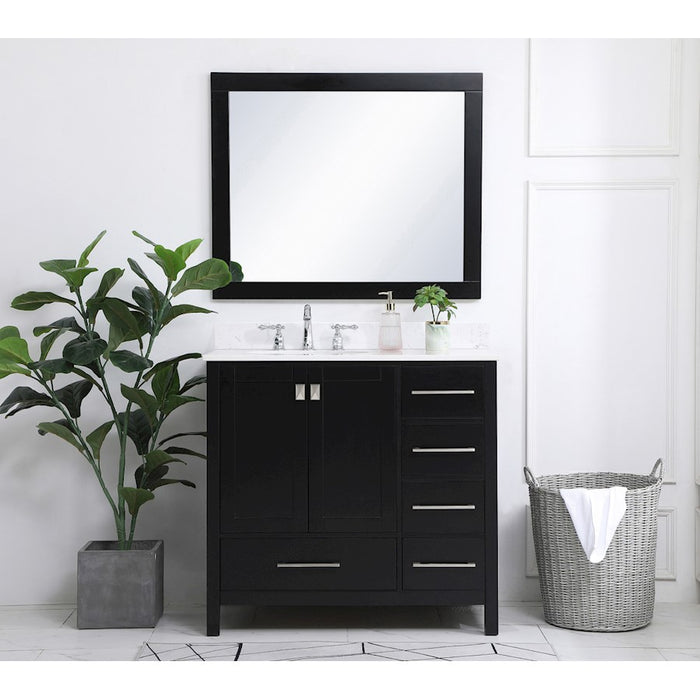 Elegant Irene 36" Single Bathroom Vanity, Black/Backsplash