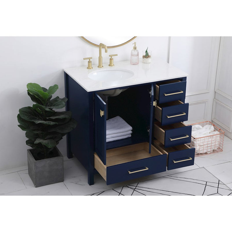 Elegant Kitchen/Bath Irene 36" Single Bathroom Vanity, Blue