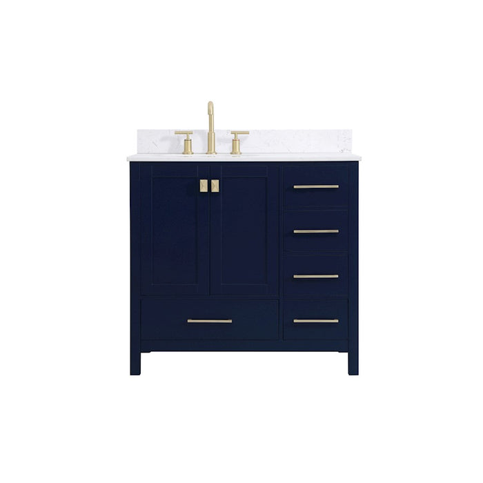 Elegant Irene 36" Single Bathroom Vanity, Blue/Backsplash - VF18836BL-BS