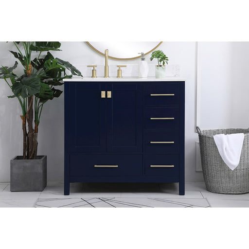 Elegant Irene 36" Single Bathroom Vanity, Blue/Backsplash