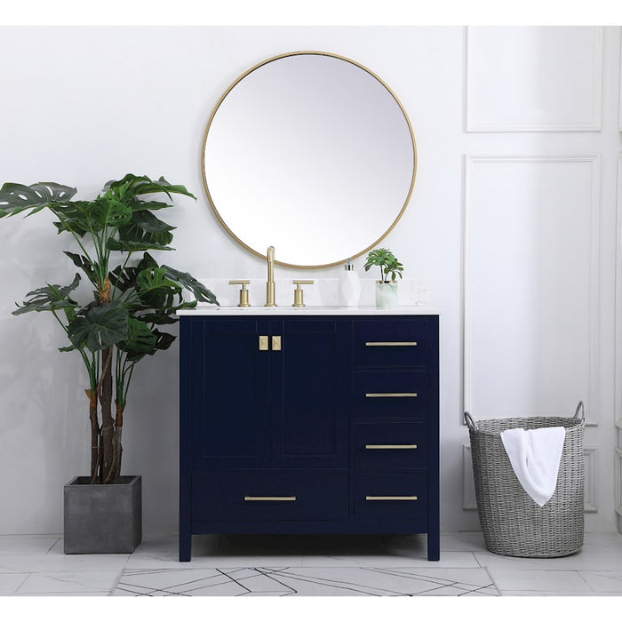 Elegant Irene 36" Single Bathroom Vanity, Blue/Backsplash