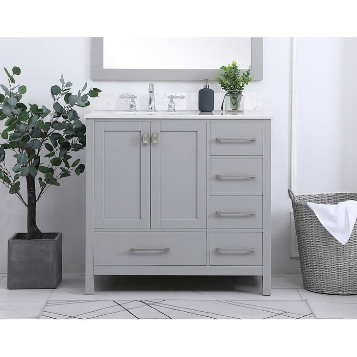 Elegant Irene 36" Single Bathroom Vanity, Gray/Backsplash
