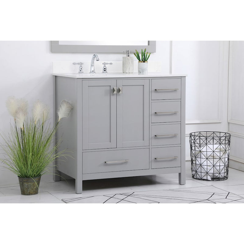 Elegant Irene 36" Single Bathroom Vanity, Gray/Backsplash