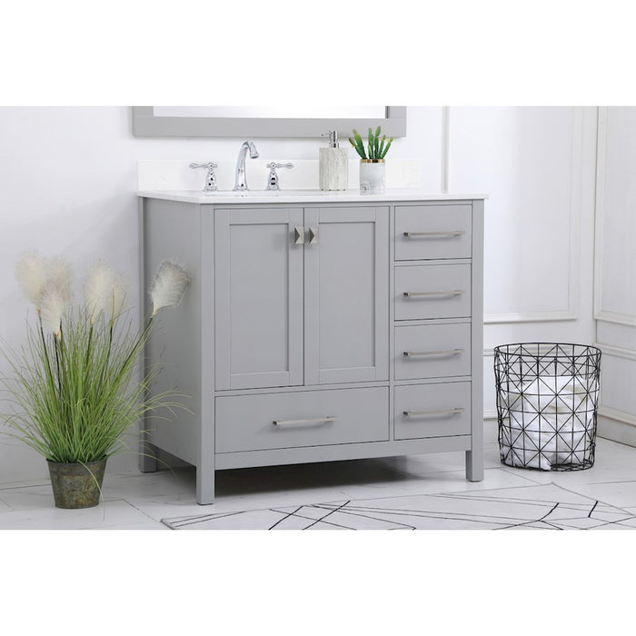 Elegant Irene 36" Single Bathroom Vanity, Gray/Backsplash