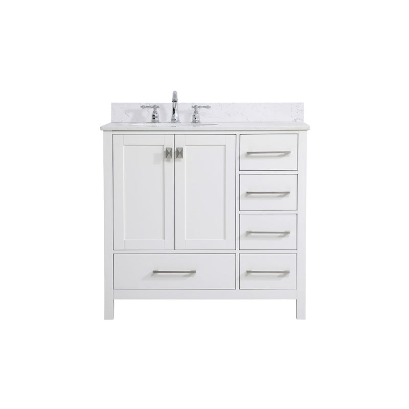Elegant Irene 36" Single Bathroom Vanity, White/Backsplash - VF18836WH-BS