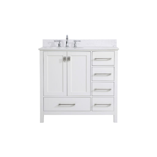 Elegant Irene 36" Single Bathroom Vanity, White/Backsplash - VF18836WH-BS