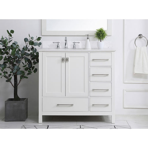 Elegant Irene 36" Single Bathroom Vanity, White/Backsplash