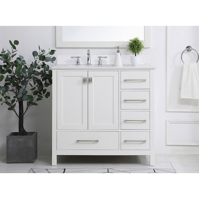 Elegant Irene 36" Single Bathroom Vanity, White/Backsplash