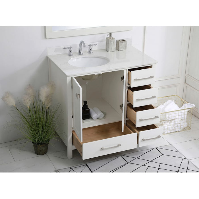 Elegant Irene 36" Single Bathroom Vanity, White/Backsplash