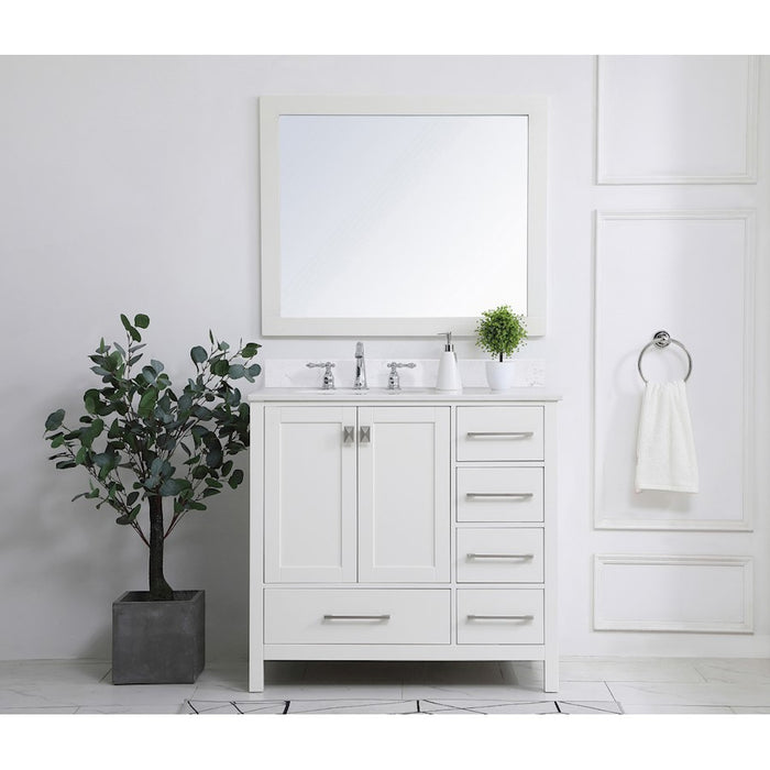 Elegant Irene 36" Single Bathroom Vanity, White/Backsplash
